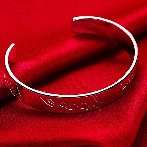 Sterling Silver Love Engraved Bangle Bracelet - Picture 5 of 6